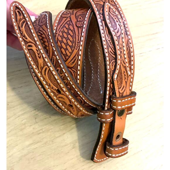Circle Y Of Yoakum South Western Leather Belts Tooled Carved Native NEW Sz 30-32 - Picture 5 of 16